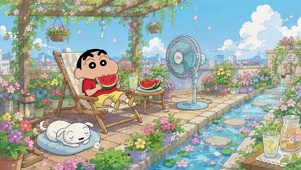 悠闲夏日蜡笔小新庭院日常
