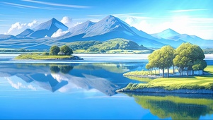 绿色湖岸