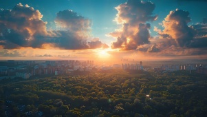 夕阳下的都市