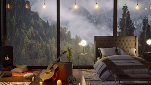 舒适的雨天森林房间