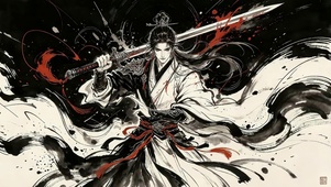 水墨风武侠少年