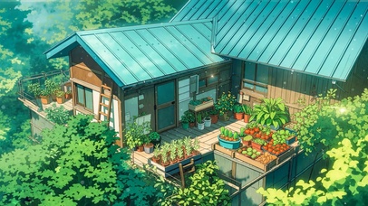 春天小屋阳台