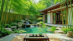 竹院听泉，闲坐煮茶I新中式庭院