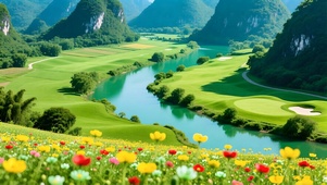 绿色护眼清新溪流花草