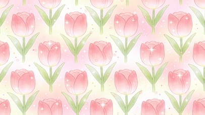 小清新粉色郁金香插画