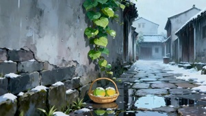 雨巷残雪
