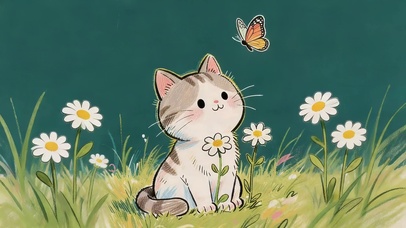 可爱鲜花猫咪