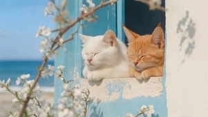 窗台晒阳台的猫咪