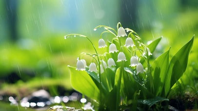 雨中唯美铃兰花