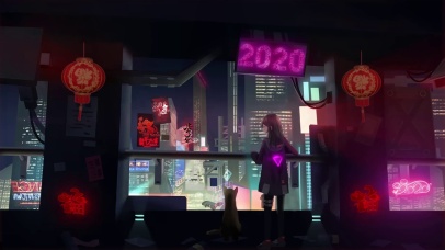 鼠年新年贺岁城市烟花