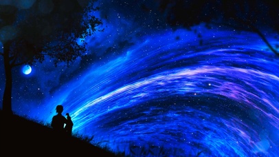 唯美星空背影