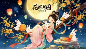 花好月圆中秋古风少女