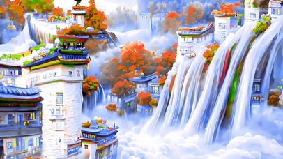 白蓝色风景瀑布