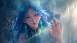 冰雾蓝发少女清宵