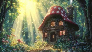 森林温馨神秘蘑菇小屋