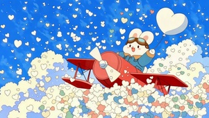 云朵里的飞行员小兔