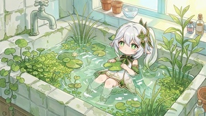 纳西妲池中小憩
