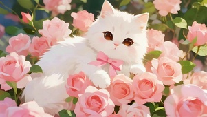 玫瑰花猫咪