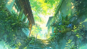 唯美绿色小巷
