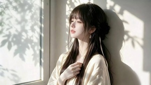窗边治愈光影少女