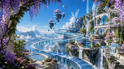 唯美梦幻浮空仙境风景