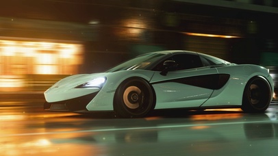 酷炫雨夜雨天跑车