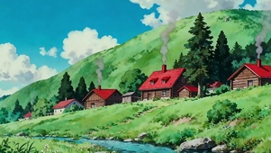 蓝天白云树木河流