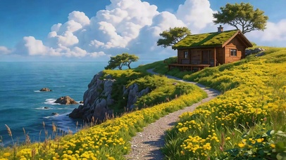 临海悬崖小屋