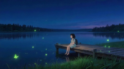夜晚河边美景