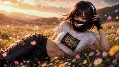 花海夕阳少女
