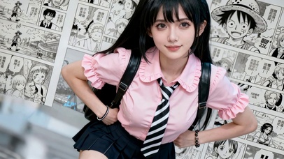 学院风甜酷清纯美少女