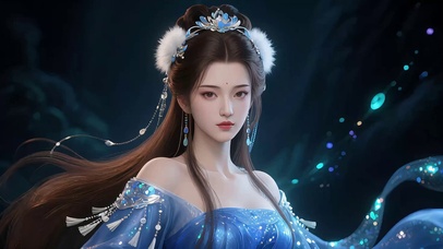 幽蓝梦境古风仙女