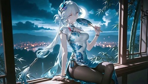 二次元插画女孩循环动画