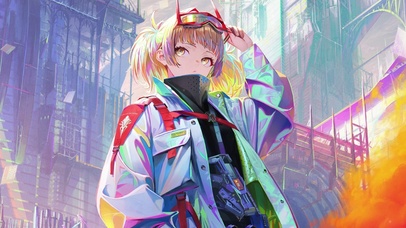 酷炫戴眼镜的少女女孩唯美插画