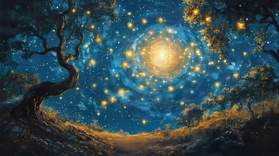 梦幻旋转森林星空荧光