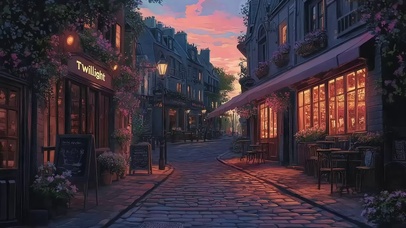 静谧无人小镇商店街道