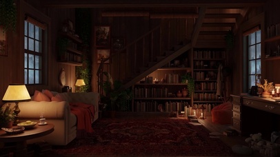 4k雷雨夜的书房