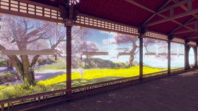 古风楼阁暖阳落花