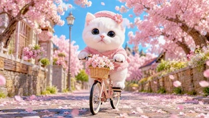 樱花猫咪骑行