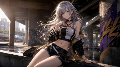 潮酷银发二次元美少女