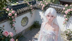 庭院白发女孩