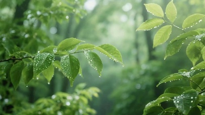 雨天树木