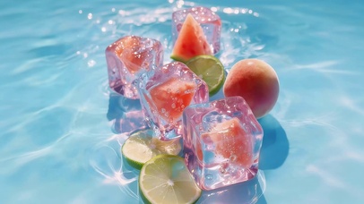 清澈湖面水果