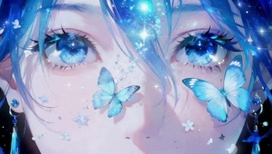 蓝发少女插画