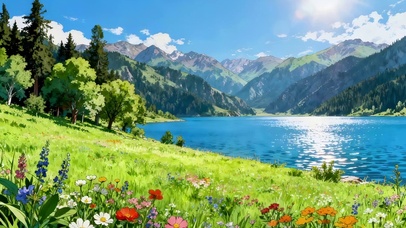 唯美的湖泊草原