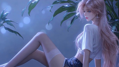 蓝调暗夜粉发少女