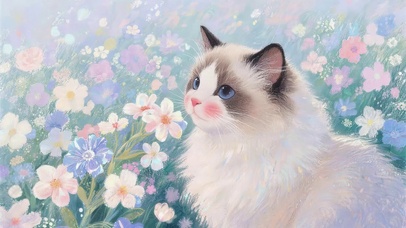 鲜花从里猫咪