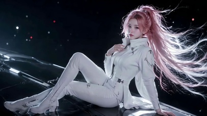 暗夜粉发酷飒白衣美女