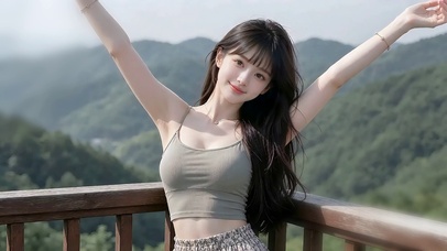 登顶治愈笑容少女