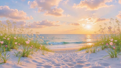 落日海面地平线沙滩